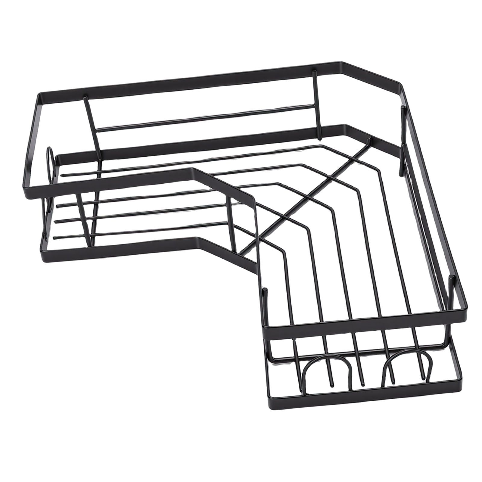 2PCS Corner Shower Shelf Adhesive Wall Mounted Shower Storage Rack with Hooks view 7