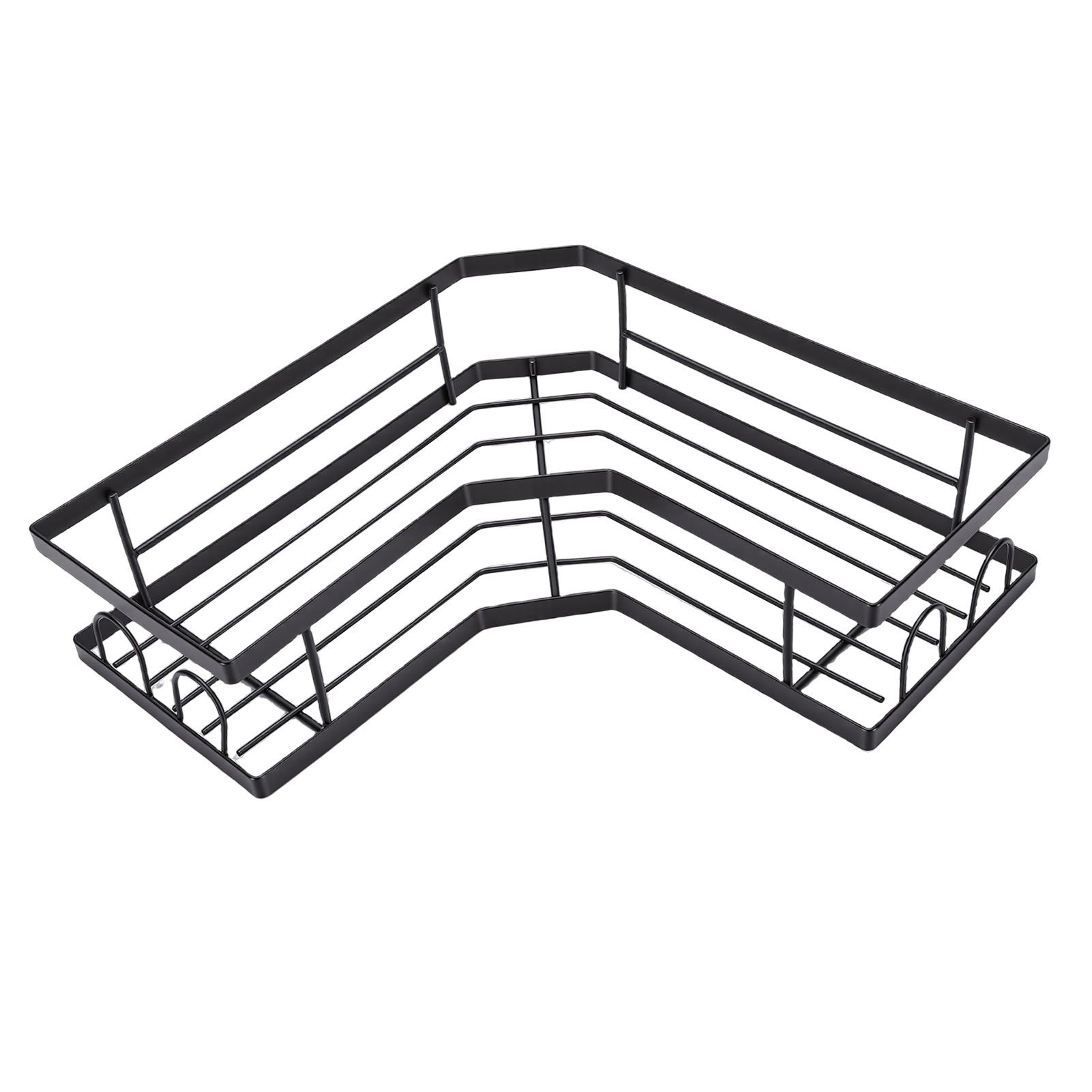 2PCS Corner Shower Shelf Adhesive Wall Mounted Shower Storage Rack with Hooks view 8