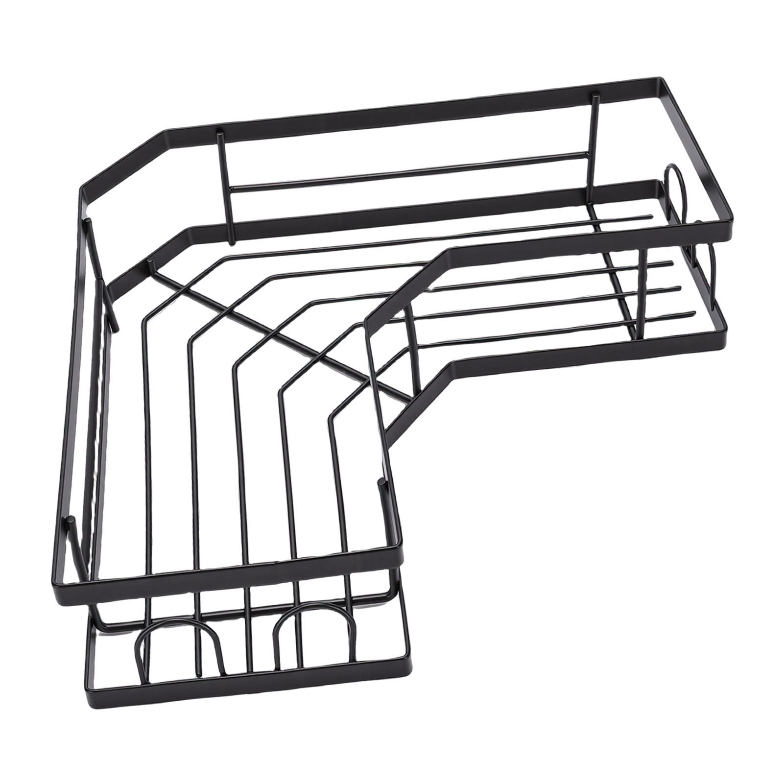2PCS Corner Shower Shelf Adhesive Wall Mounted Shower Storage Rack with Hooks view 9