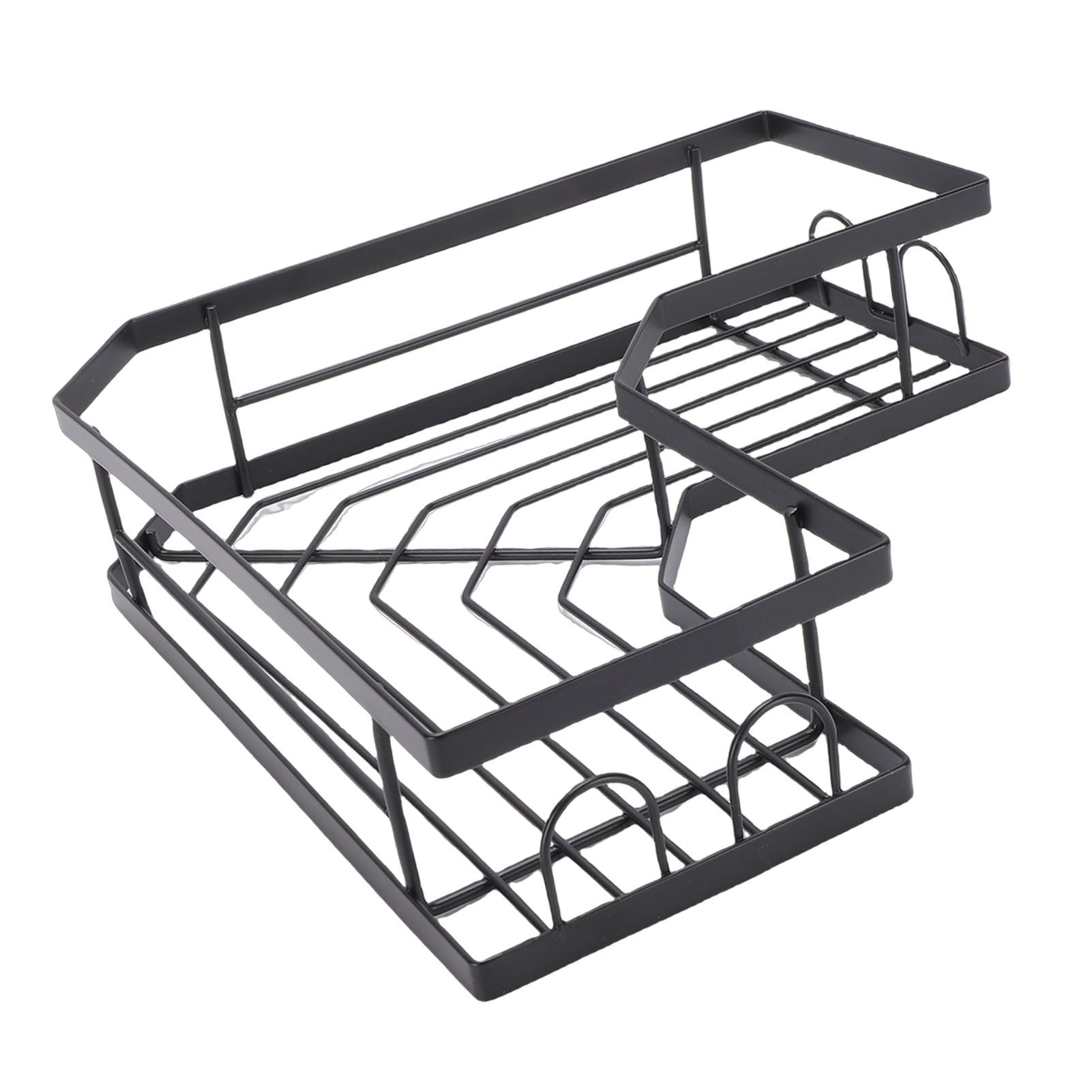 2PCS Corner Shower Shelf Adhesive Wall Mounted Shower Storage Rack with Hooks view 10