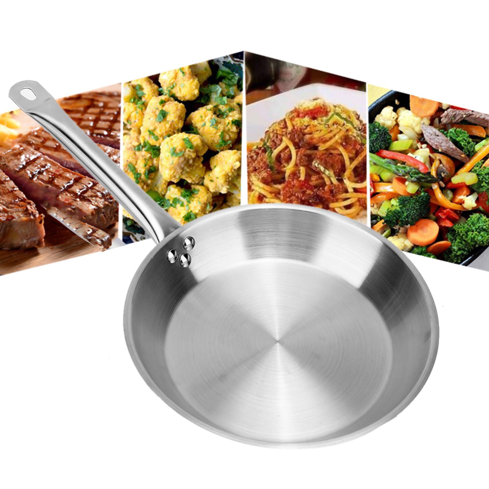 26 x 5cm Fry Pan Stainless Steel Steak Pot Composite Bottom Stew Meat Fried view 5