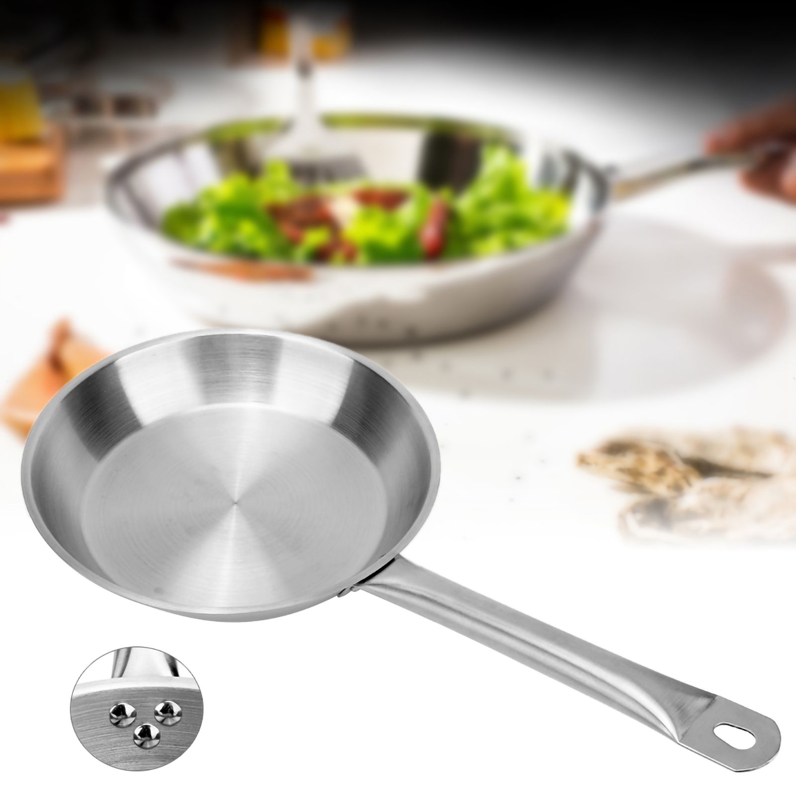 26 x 5cm Fry Pan Stainless Steel Steak Pot Composite Bottom Stew Meat Fried view 6