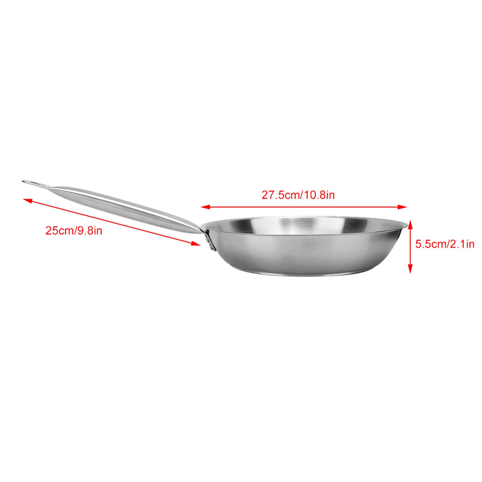26 x 5cm Fry Pan Stainless Steel Steak Pot Composite Bottom Stew Meat Fried view 10