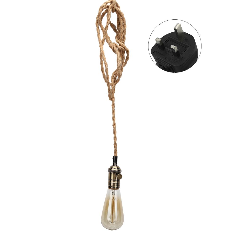Vintage Style Single Head Hemp Rope Small Chandelier Pendant Light for Coffee view 2