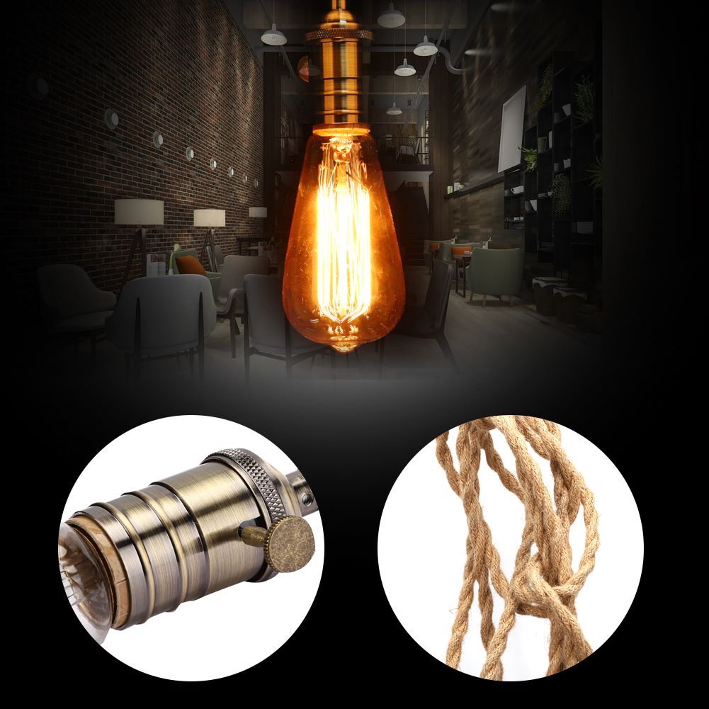 Vintage Style Single Head Hemp Rope Small Chandelier Pendant Light for Coffee view 6