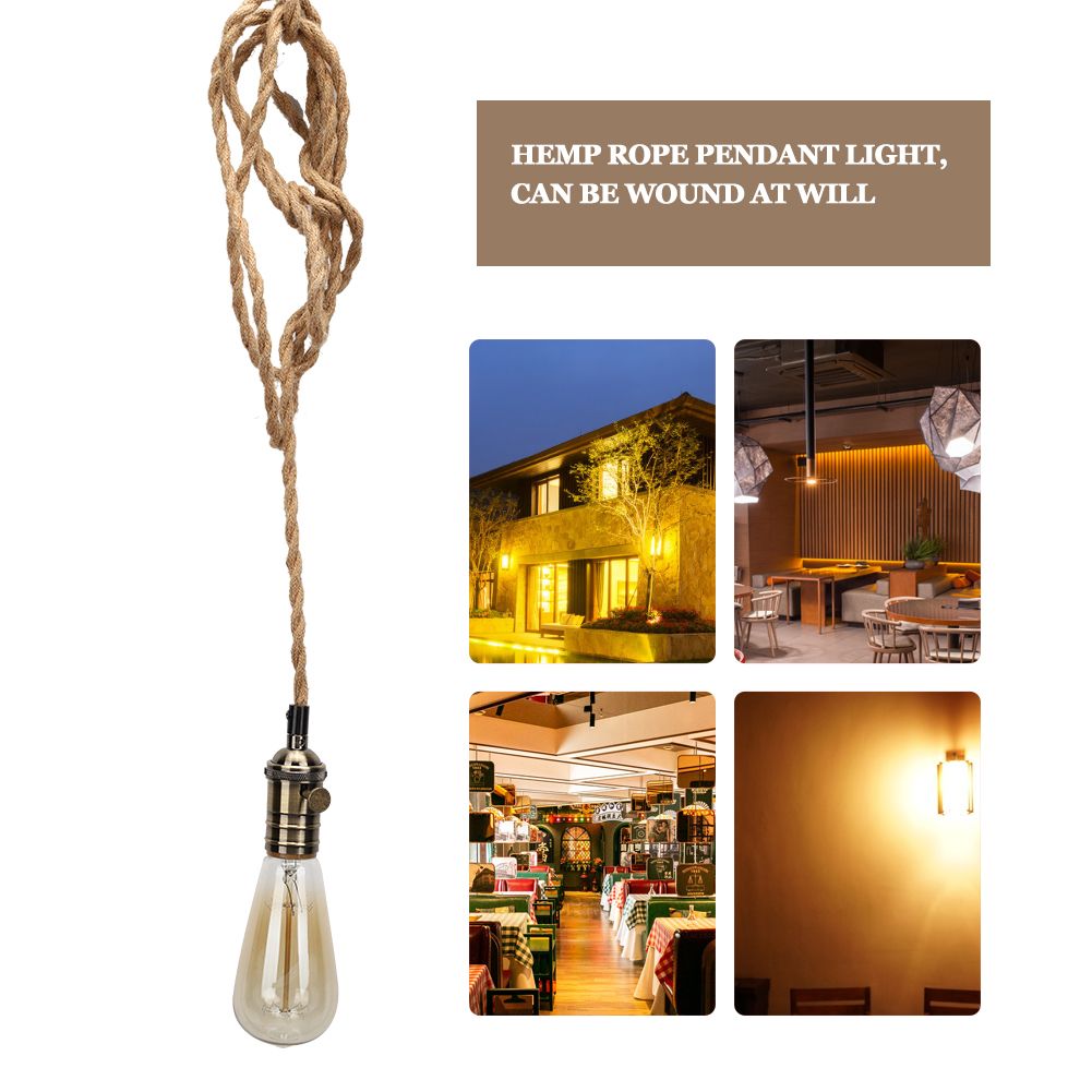 Vintage Style Single Head Hemp Rope Small Chandelier Pendant Light for Coffee view 8