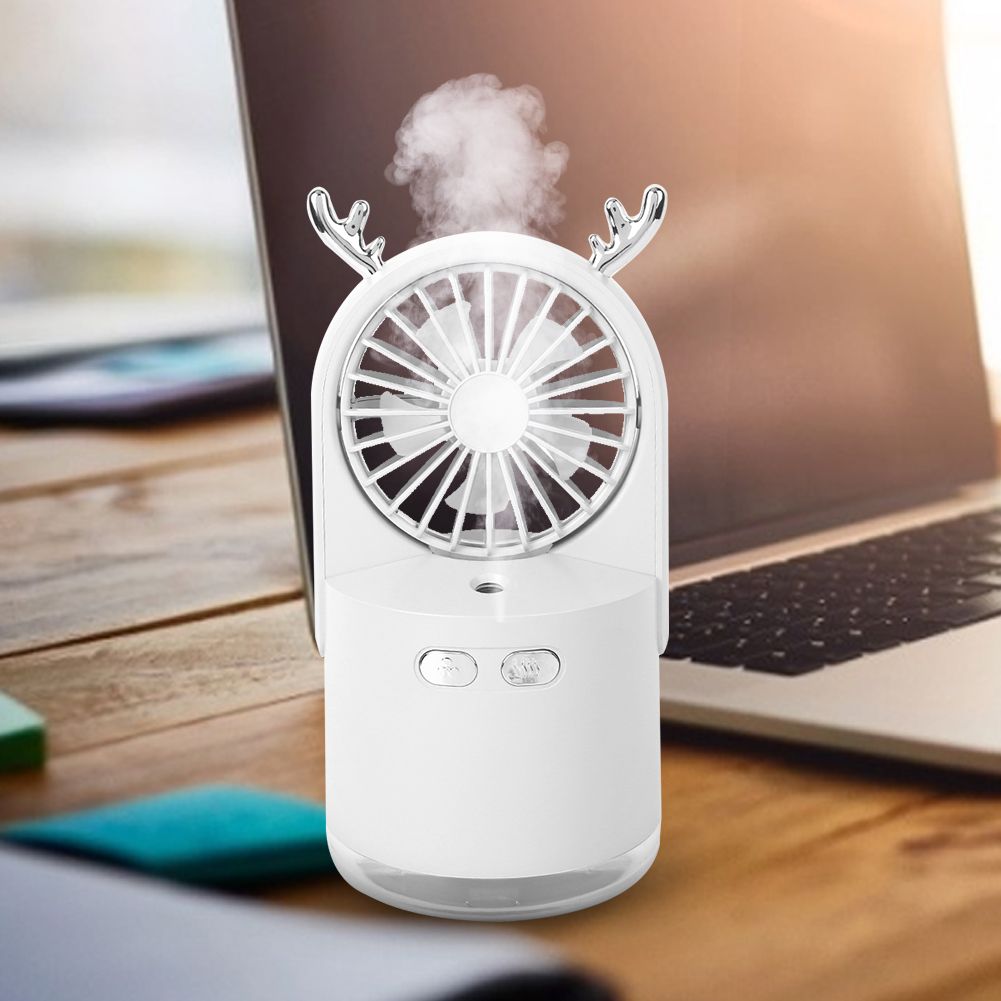 Desktop Fan Humidifier Portable USB Mist Spray Fan Cooling HumidifierWhite view 6