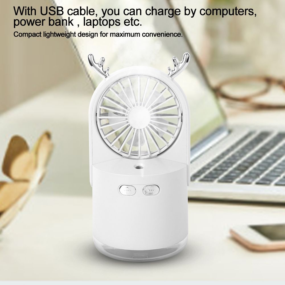 Desktop Fan Humidifier Portable USB Mist Spray Fan Cooling HumidifierWhite view 7
