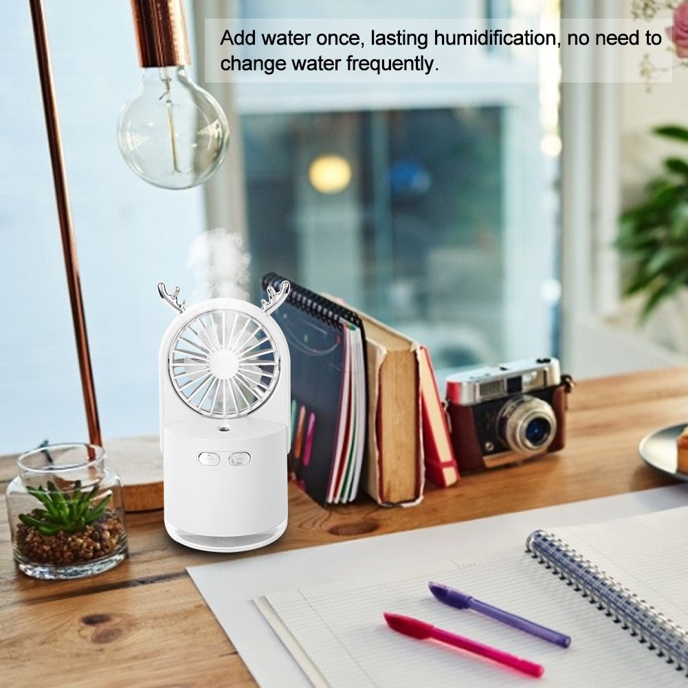 Desktop Fan Humidifier Portable USB Mist Spray Fan Cooling HumidifierWhite view 8