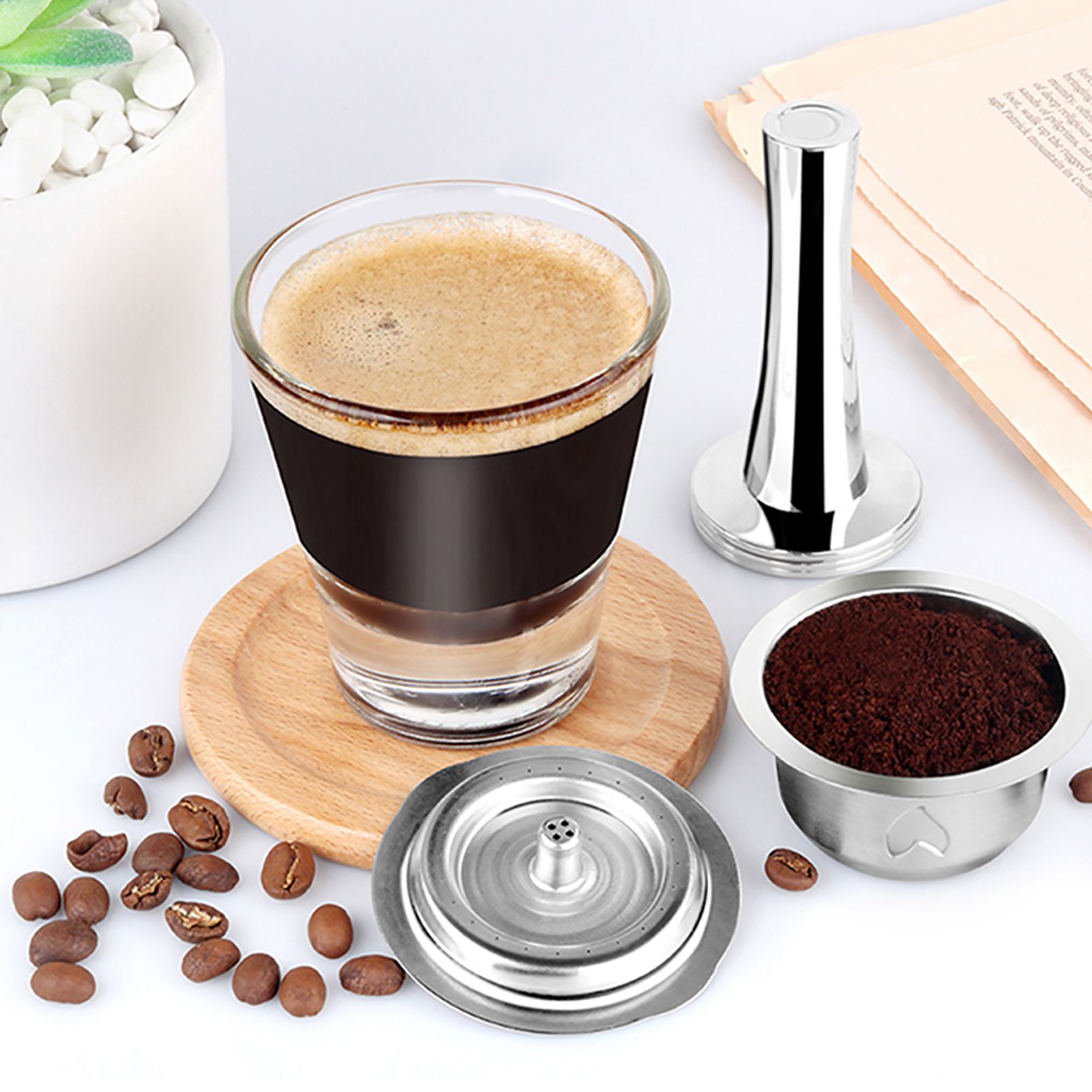 230ml Stainless Steel Reusable Coffee Capsule Cup Filter Kit Accessory Fit for view 5