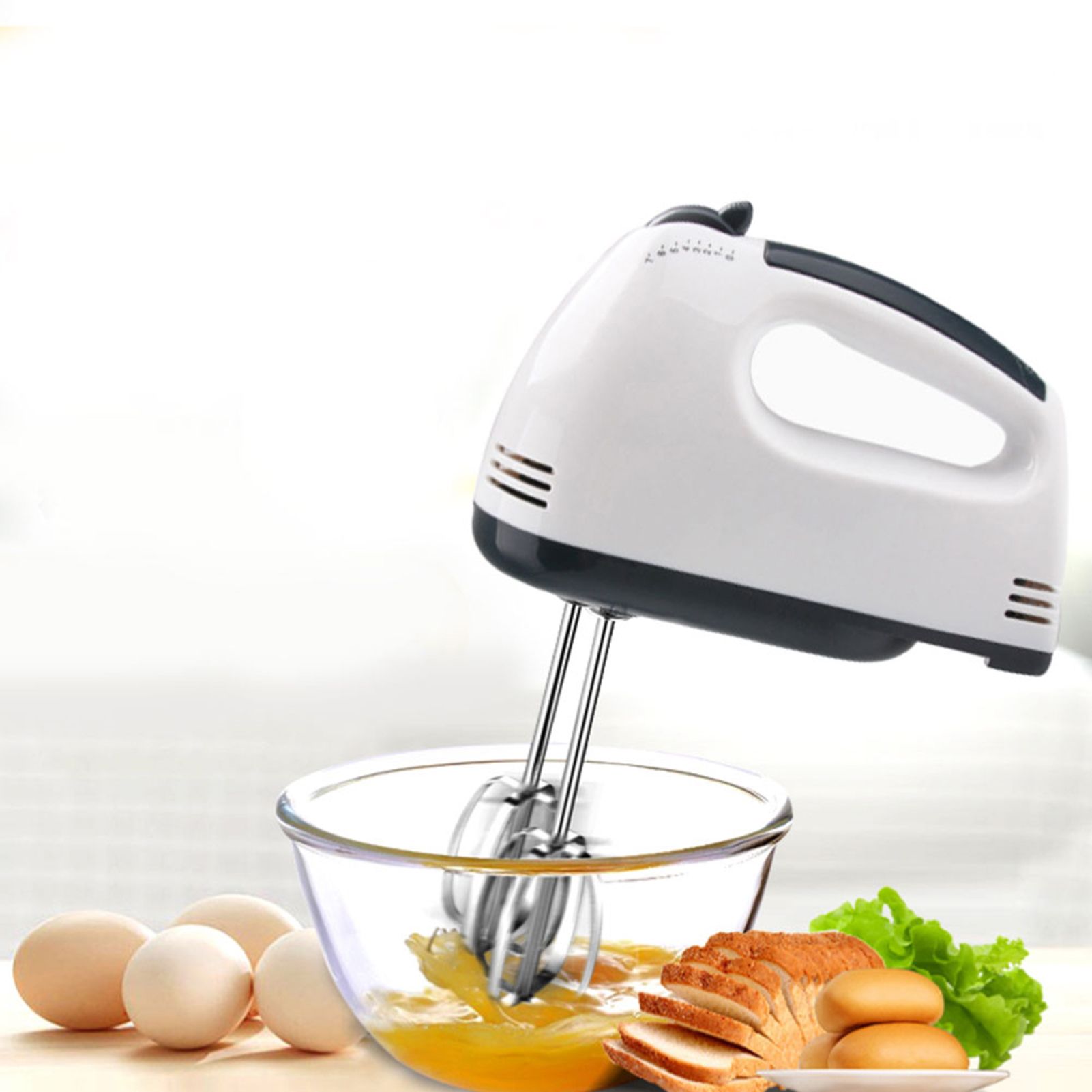 7 Speeds Household Handheld Electric Egg Beater with Rods for Eggs Beating view 5