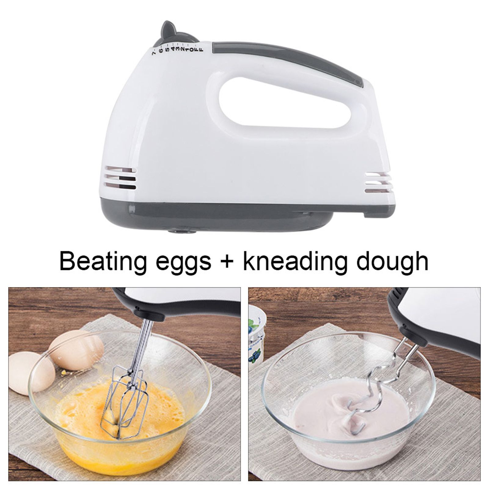 7 Speeds Household Handheld Electric Egg Beater with Rods for Eggs Beating view 9