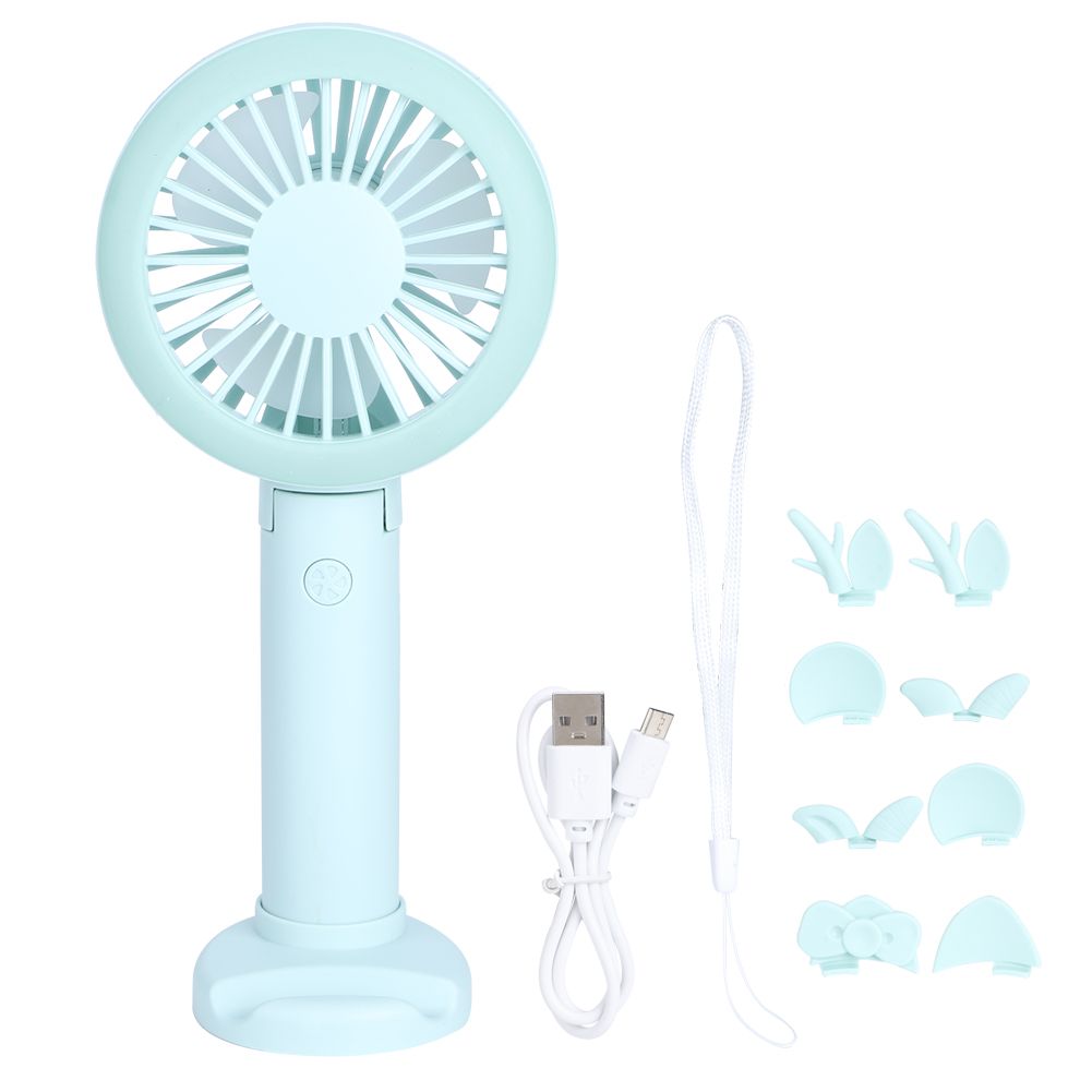 Handheld Folding Fan Mini Table Fan USB Charging for Travel Office RoomGreen view 2
