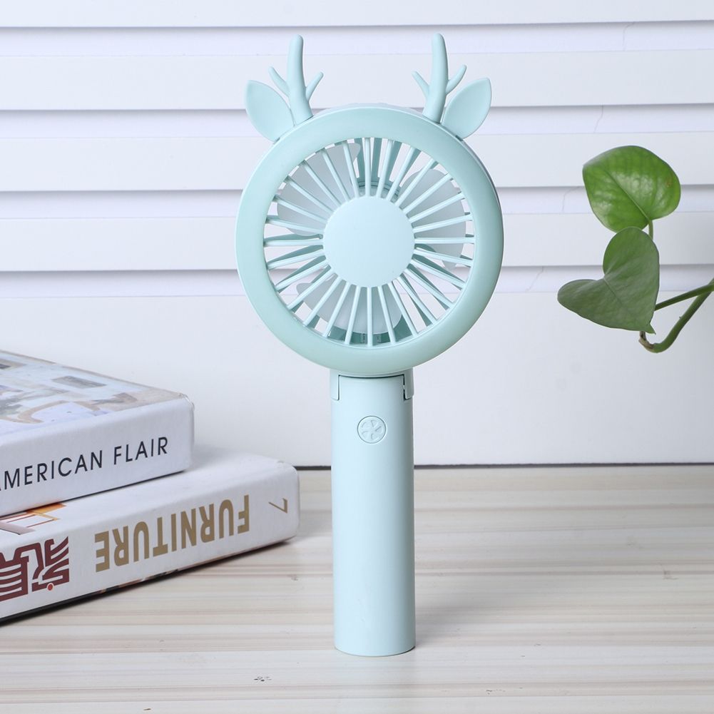 Handheld Folding Fan Mini Table Fan USB Charging for Travel Office RoomGreen view 5