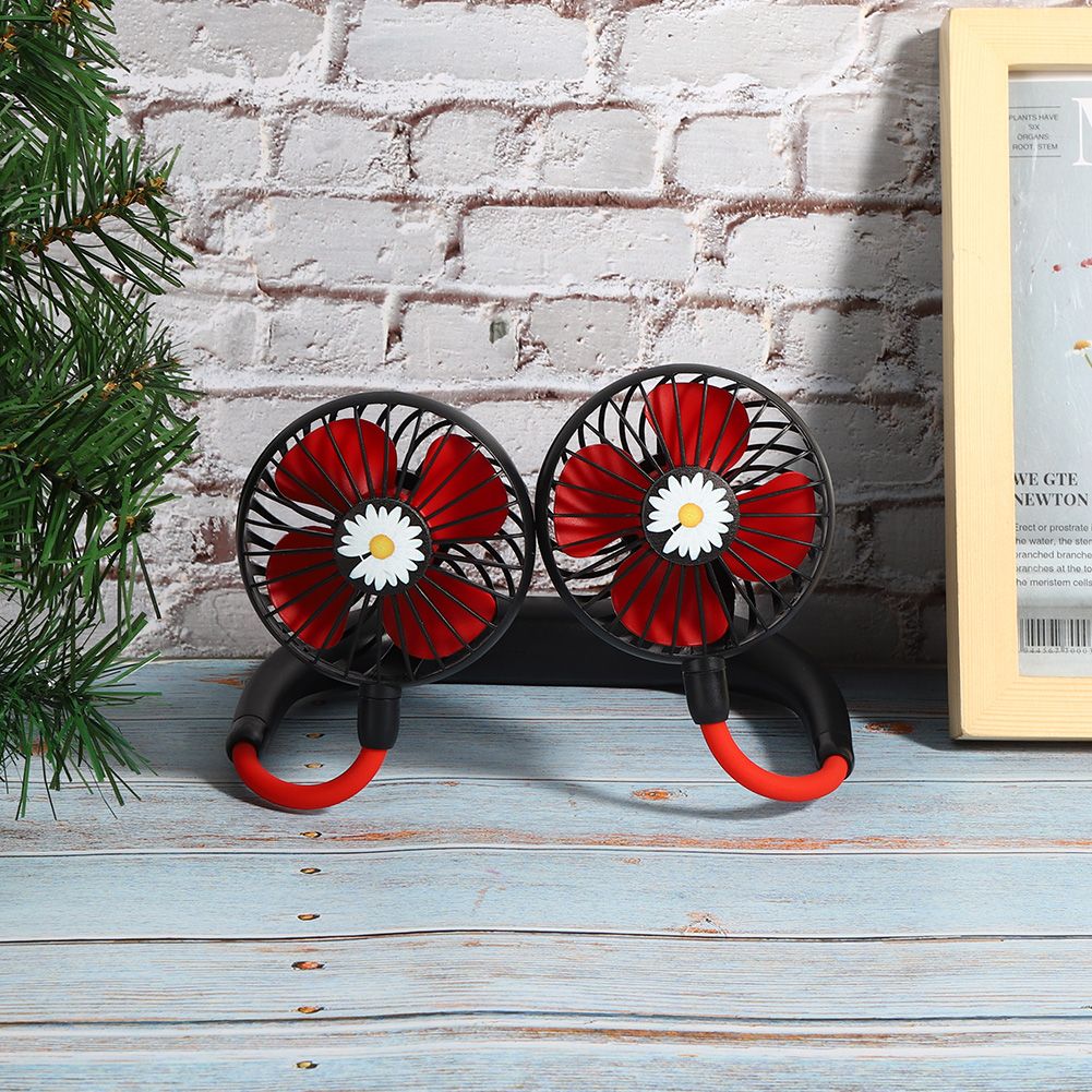 Daisy Pattern Portable Hand Free Neck Hanging Fan USB Rechargeable 3-Speed view 3