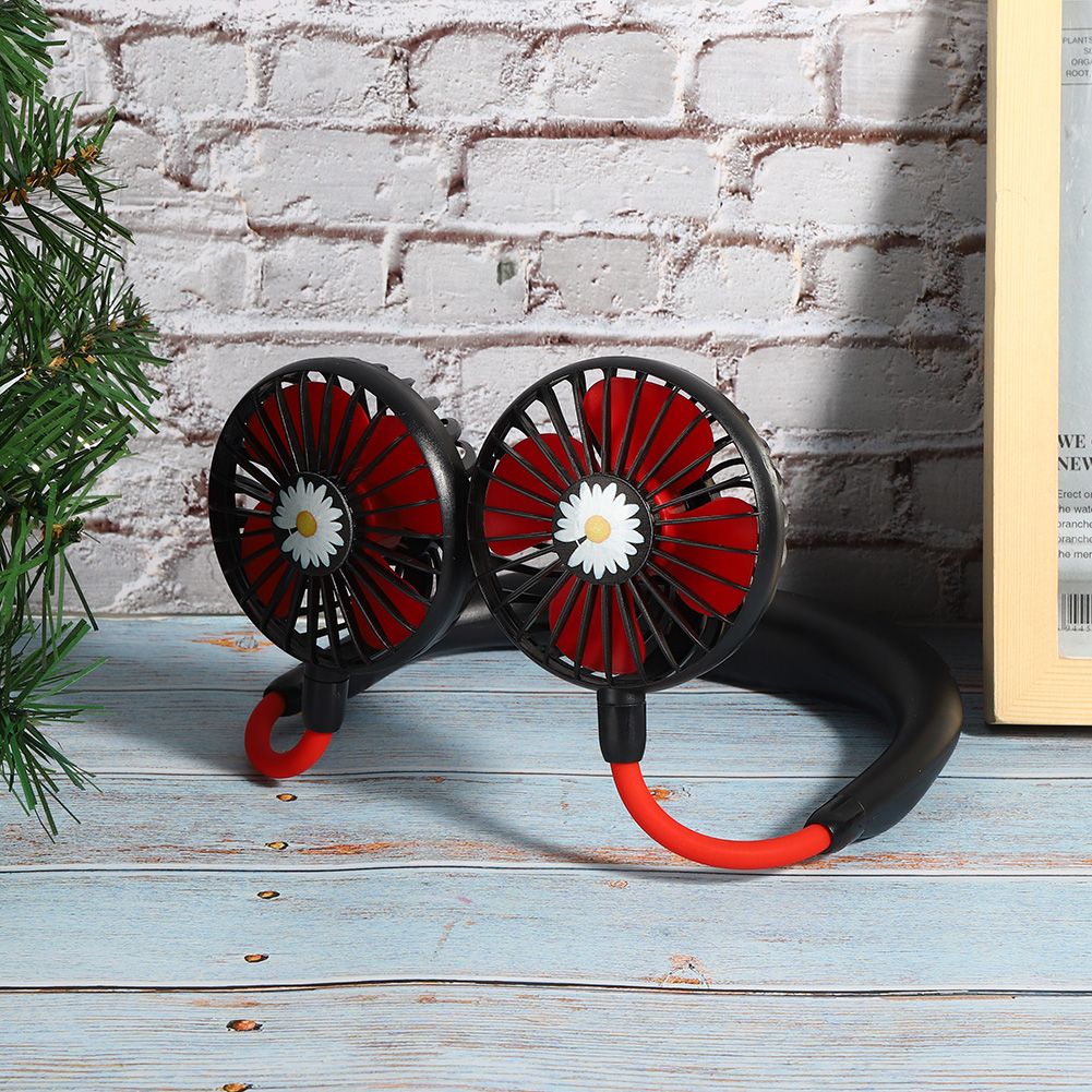 Daisy Pattern Portable Hand Free Neck Hanging Fan USB Rechargeable 3-Speed view 4