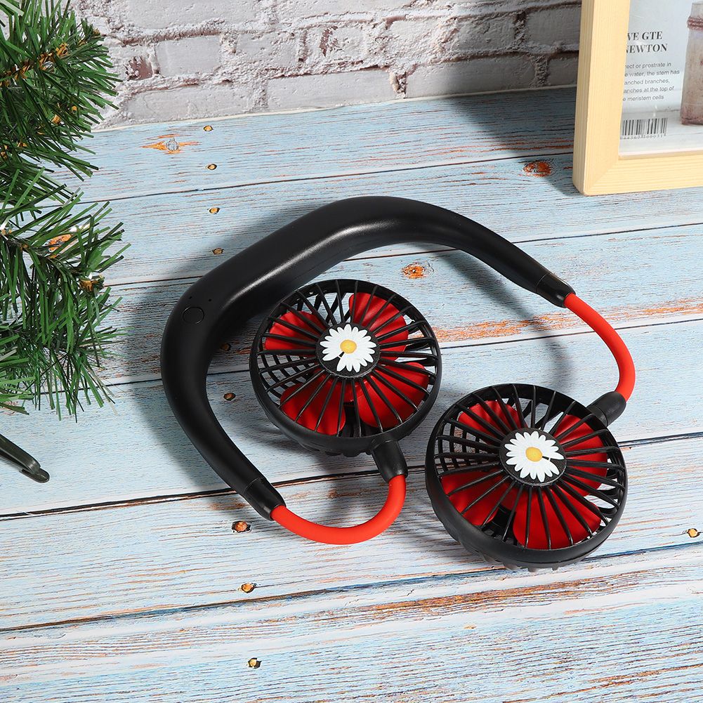 Daisy Pattern Portable Hand Free Neck Hanging Fan USB Rechargeable 3-Speed view 5