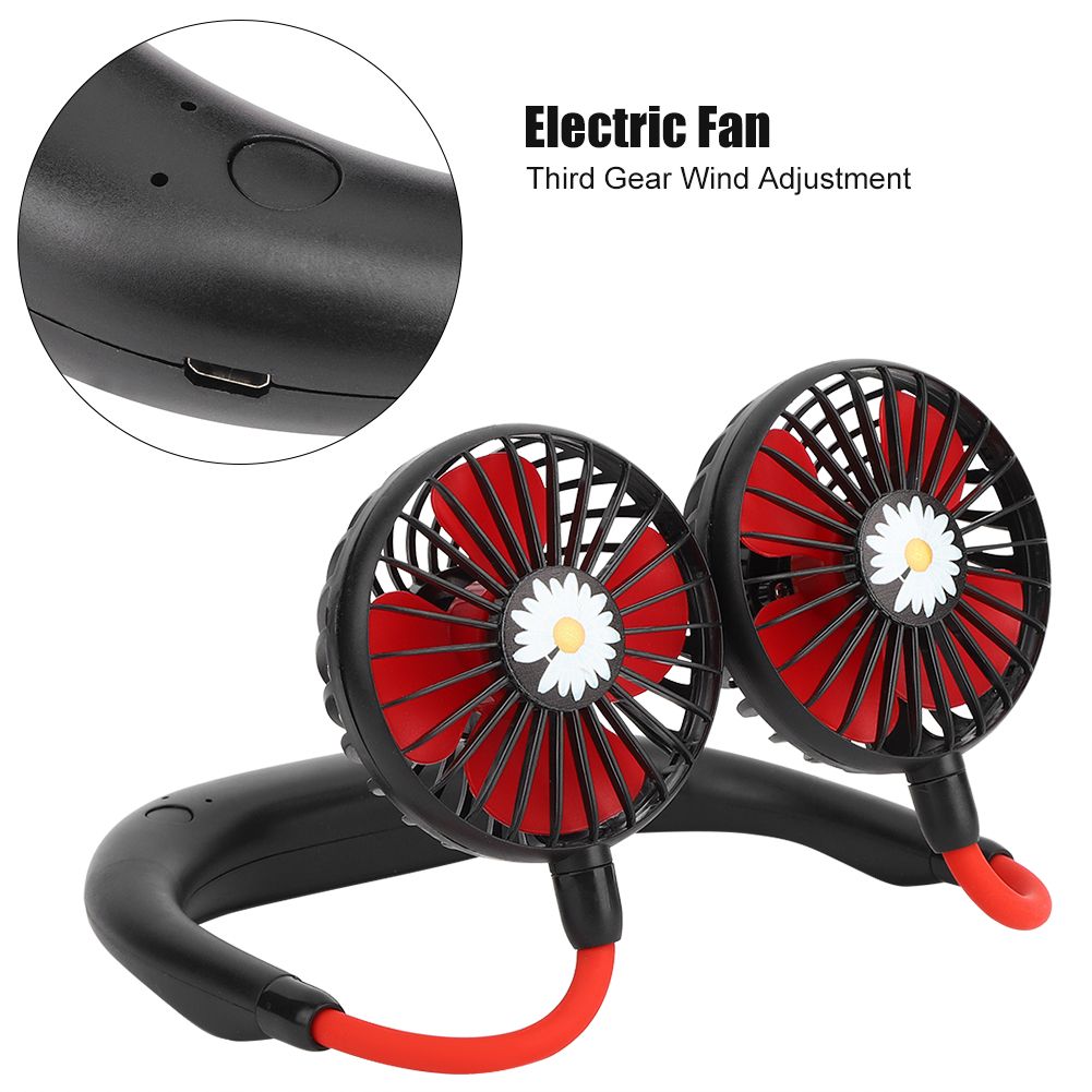 Daisy Pattern Portable Hand Free Neck Hanging Fan USB Rechargeable 3-Speed view 7