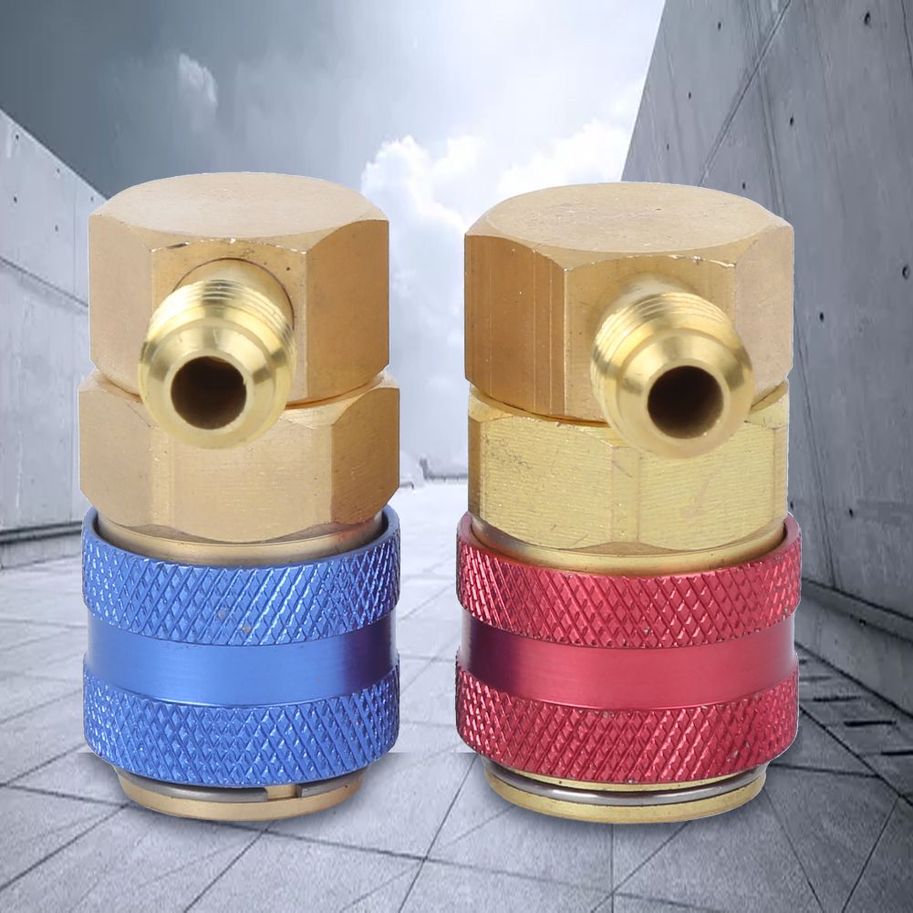 R134A Air Conditioning Quick Coupler 90 Degree Connector Adapter Accessories view 5