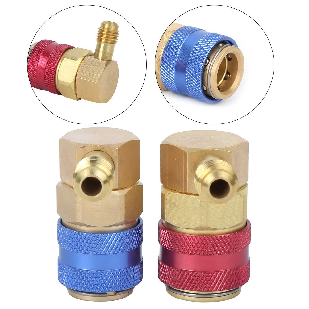 R134A Air Conditioning Quick Coupler 90 Degree Connector Adapter Accessories view 10