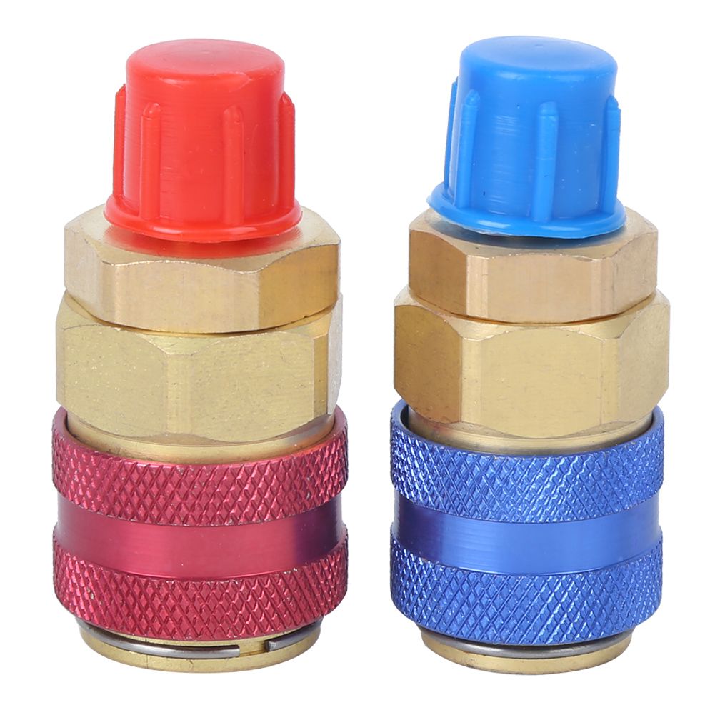 Air Conditioning Quick Coupler Connector Brass Adapters for R134A High Low Red view 2