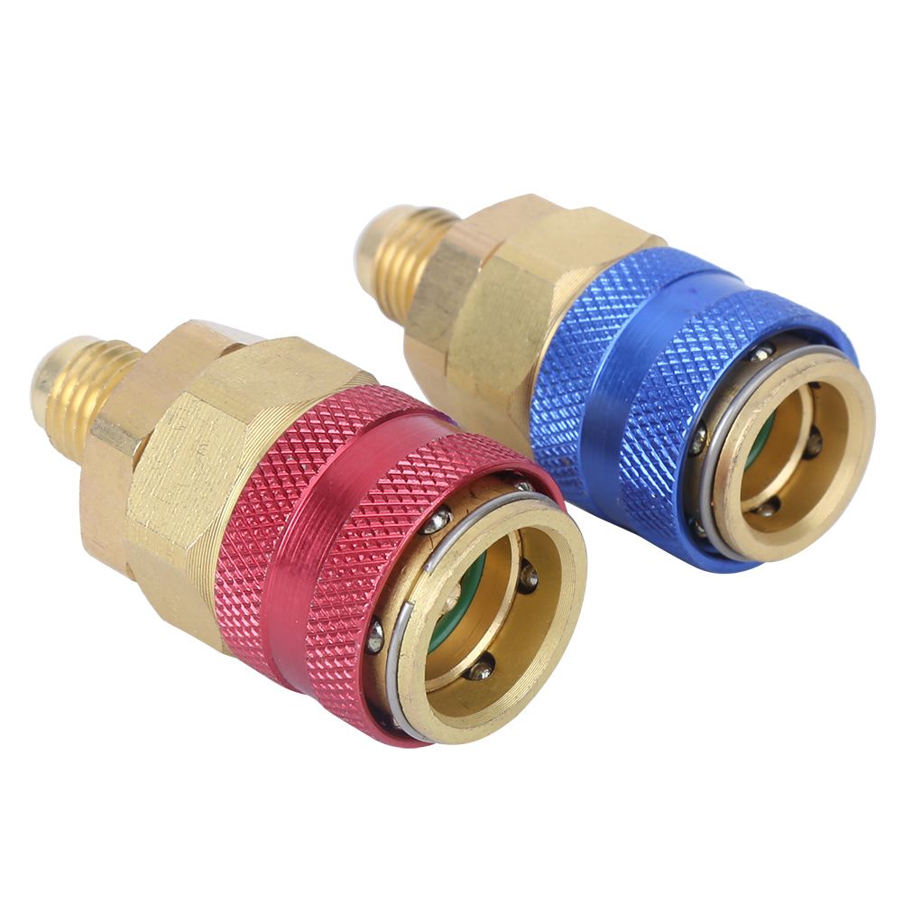 Air Conditioning Quick Coupler Connector Brass Adapters for R134A High Low Red view 4