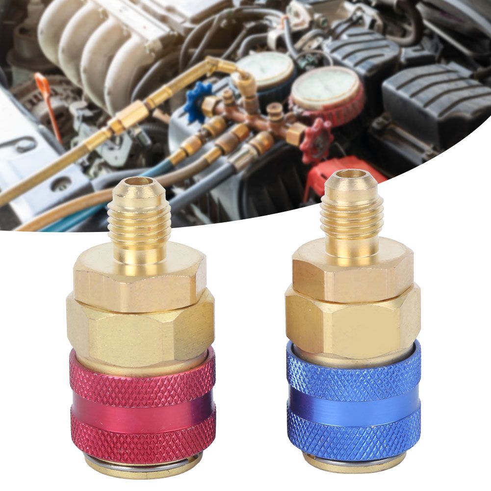 Air Conditioning Quick Coupler Connector Brass Adapters for R134A High Low Red view 5