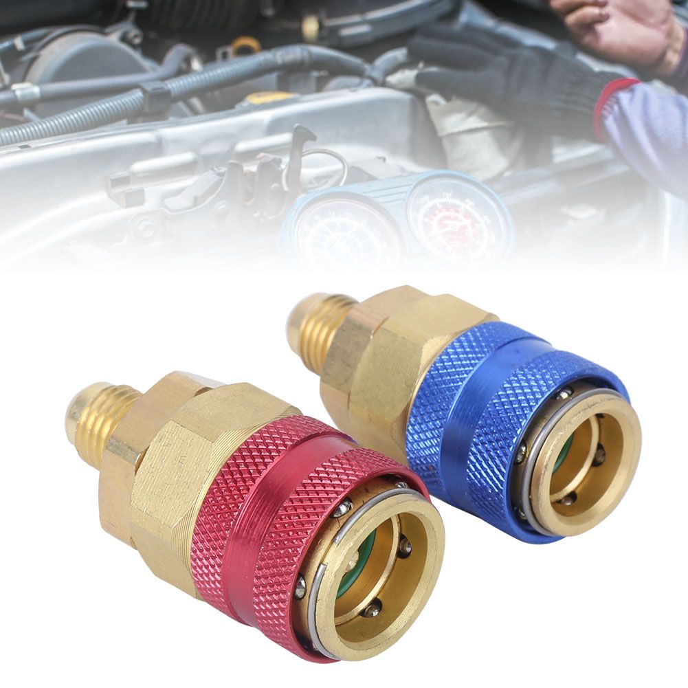 Air Conditioning Quick Coupler Connector Brass Adapters for R134A High Low Red view 6
