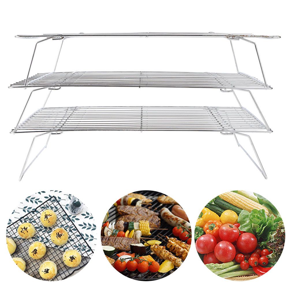 3‑Tier Cooling Rack Collapsible Folding Legs for Cookies Cakes Kitchen Baking view 9