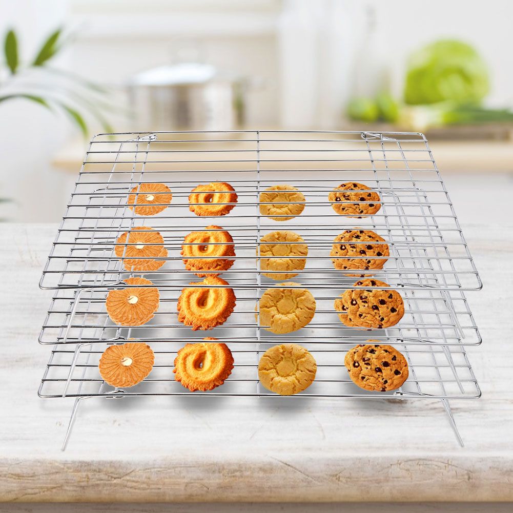 3‑Tier Cooling Rack Collapsible Folding Legs for Cookies Cakes Kitchen Baking view 10