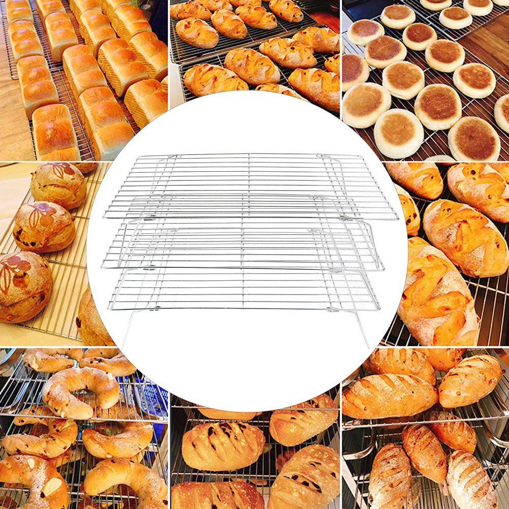 3‑Tier Cooling Rack Collapsible Folding Legs for Cookies Cakes Kitchen Baking view 12