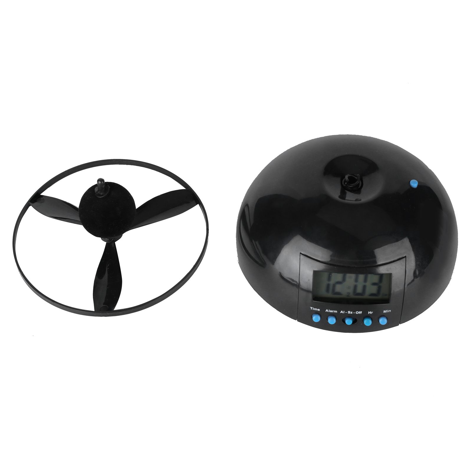 Alarm Clock Novelty Flying LCD Digital Portable Mini Round Propeller Household view 2