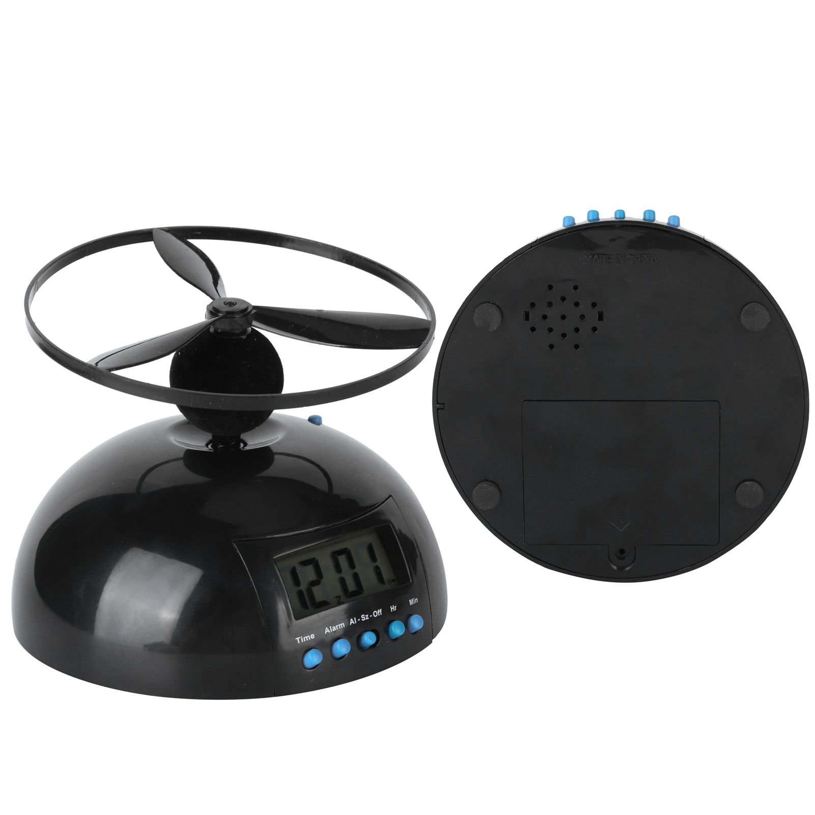 Alarm Clock Novelty Flying LCD Digital Portable Mini Round Propeller Household view 7