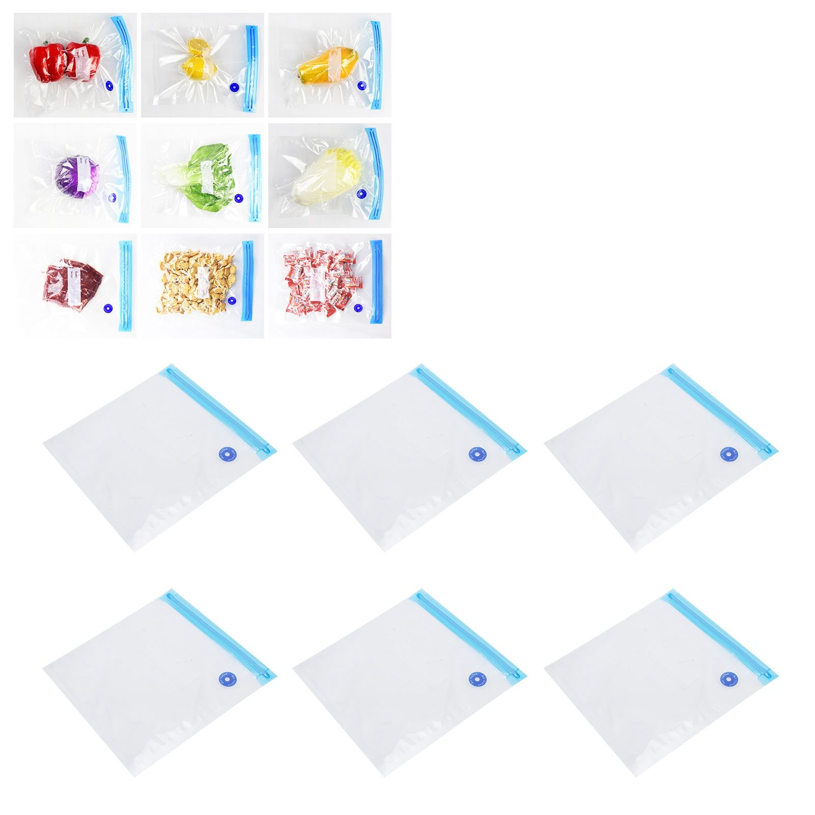 6Pcs Vacuum Zipper Bags Food Sealer Storage Reusable Bags with Double Layer view 9