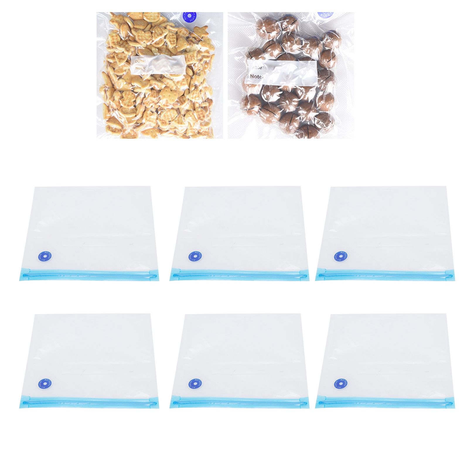 6Pcs Vacuum Zipper Bags Food Sealer Storage Reusable Bags with Double Layer view 10