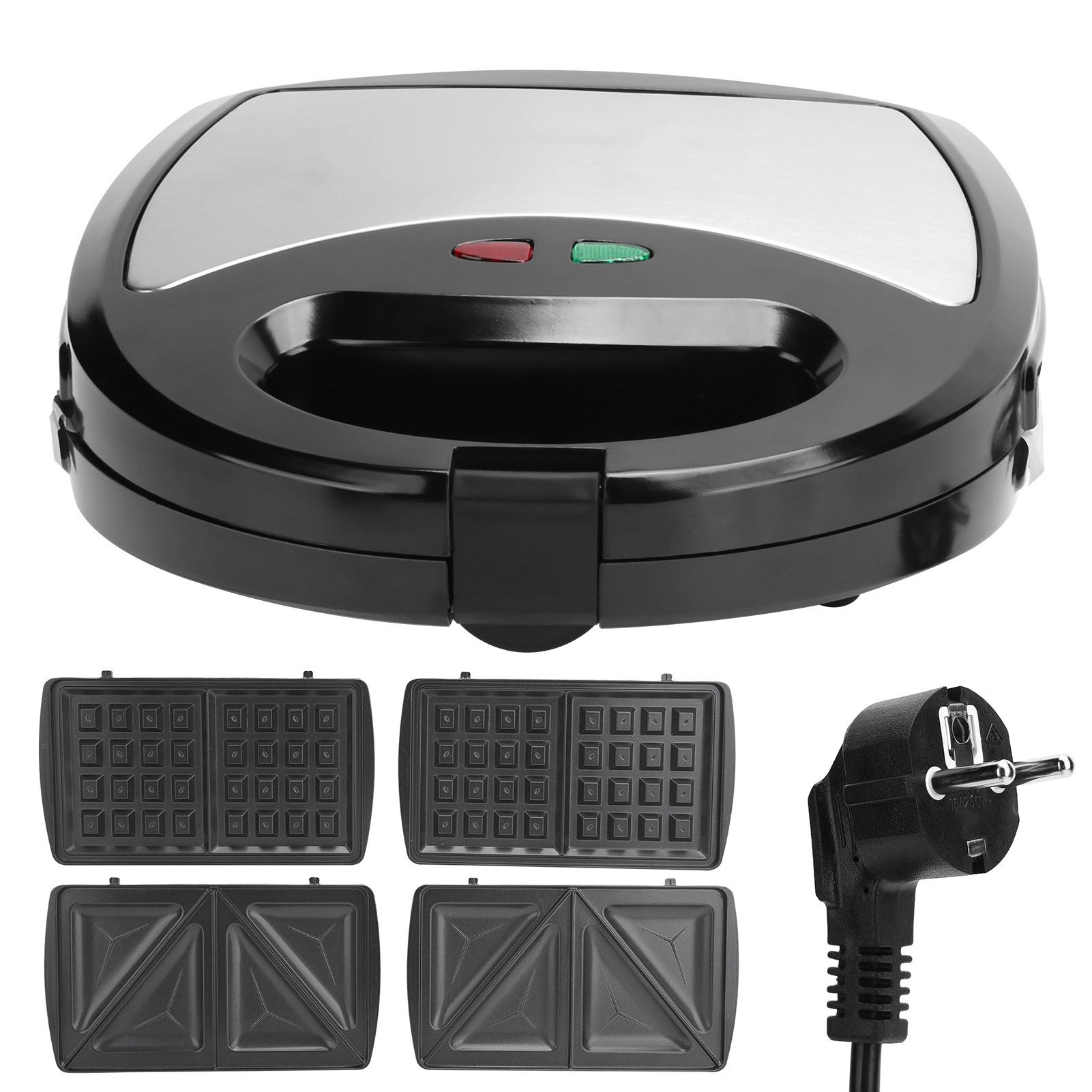 750W 3in1 Breakfast Machine DoubleSided Heating Sandwich Maker Electric Waffle view 2