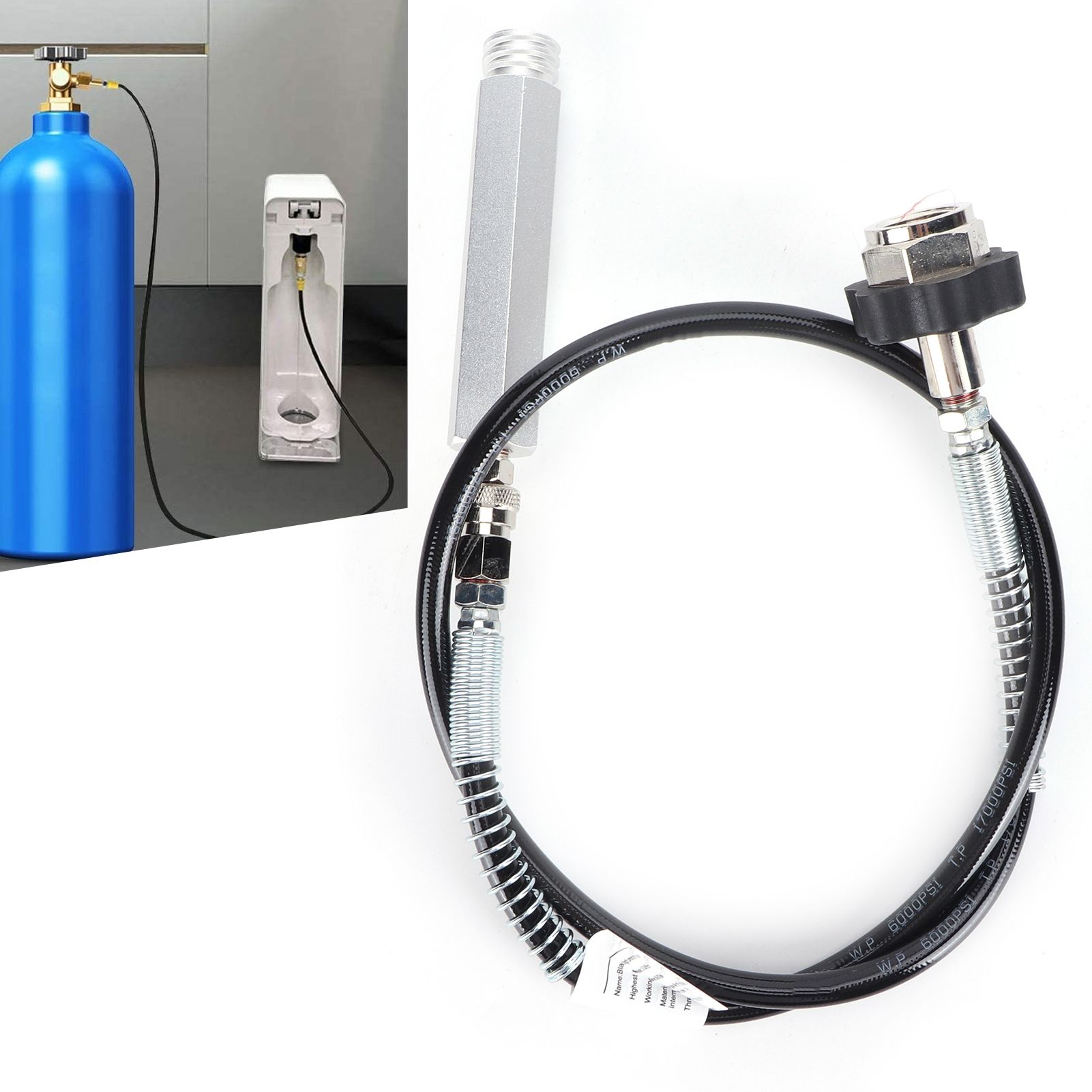 36in Black CO2 Soda Hose Adapter Kit CGA320 TR21‑4 Dual Thread Good Sealing view 9