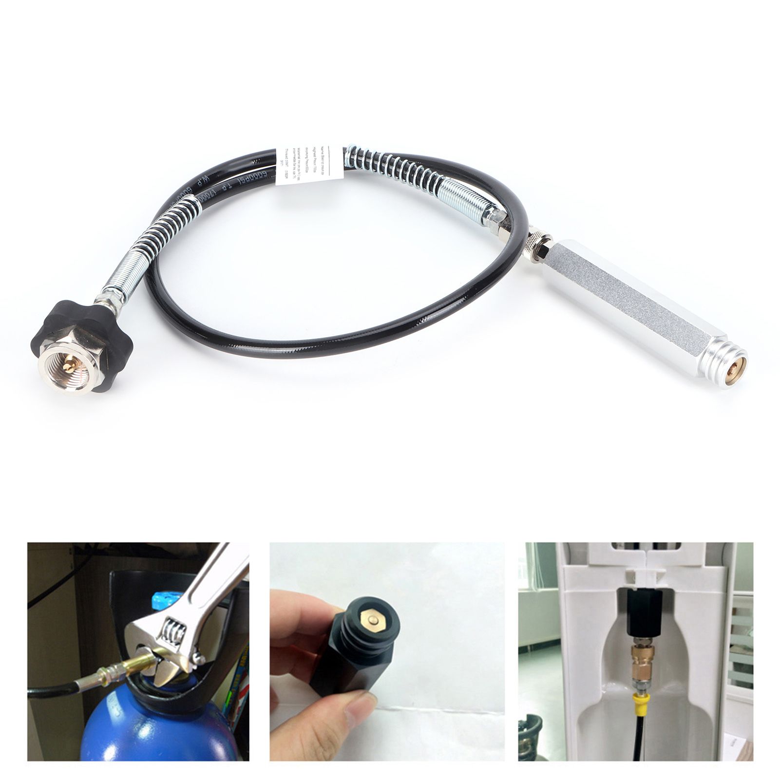 36in Black CO2 Soda Hose Adapter Kit CGA320 TR21‑4 Dual Thread Good Sealing view 10