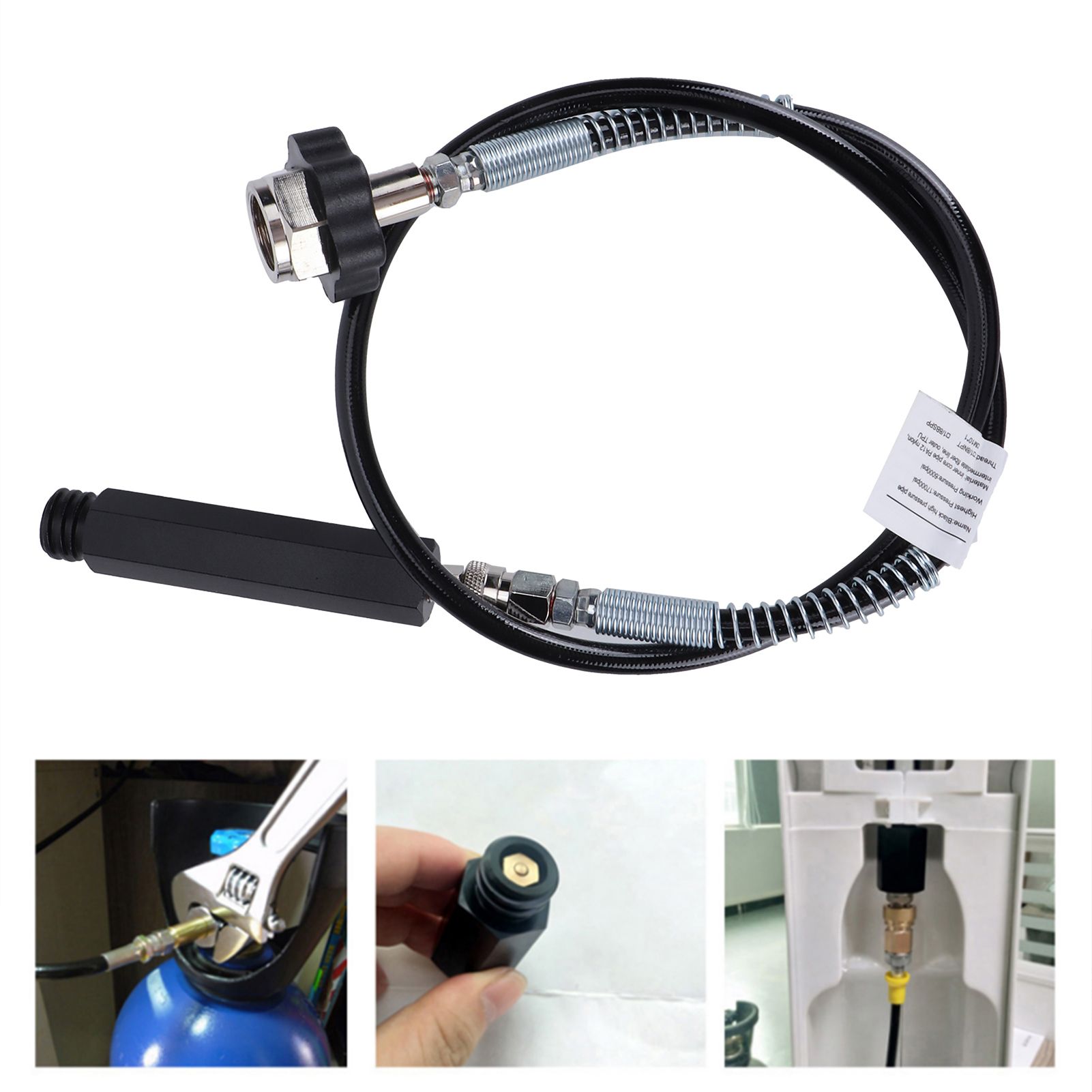 W21.8‑14 CO2 Cylinder Refill Adapter Hose with Spring Tube 36in Soda view 10
