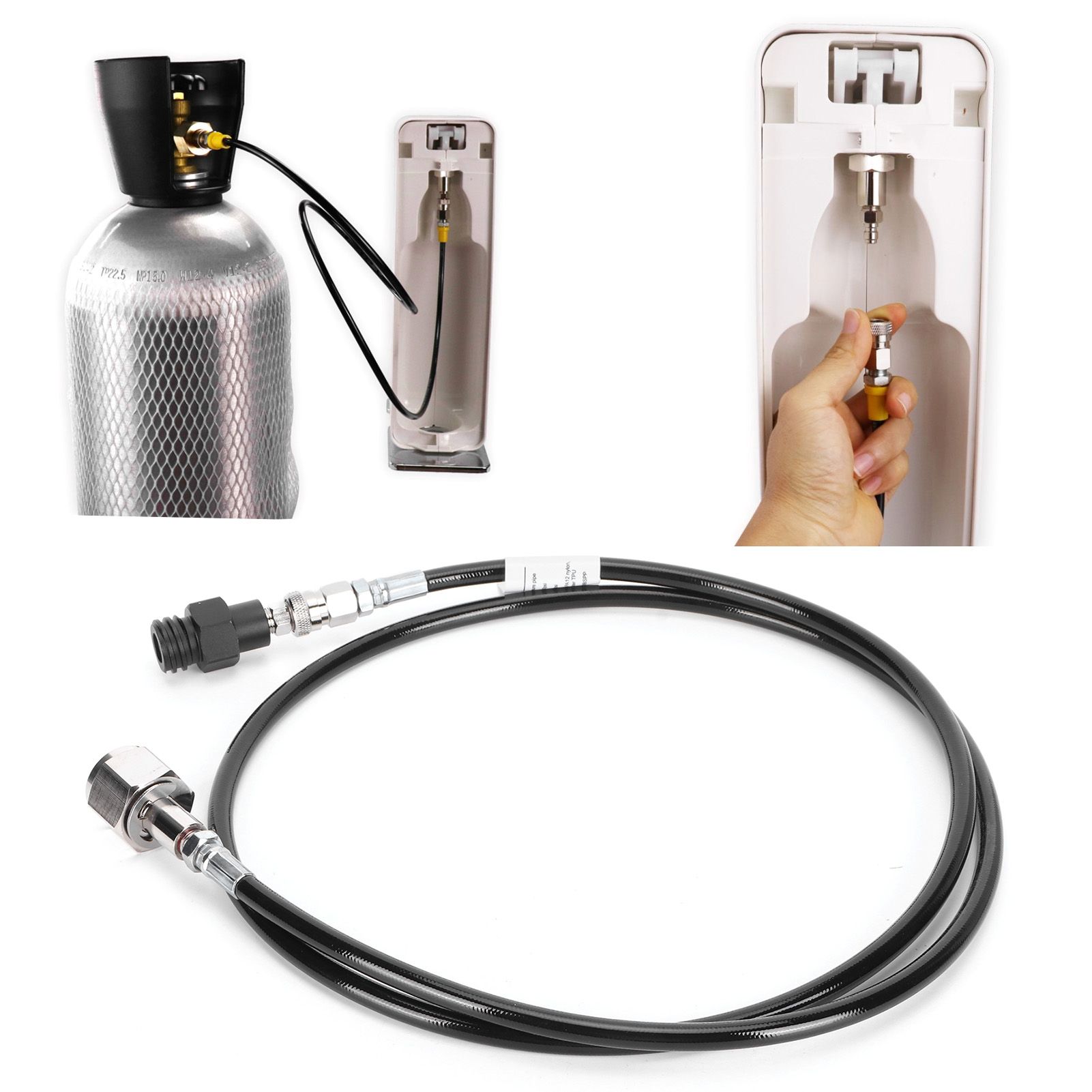 W21.8-14 1.5m Soda Hose Black CO2 Gas Cylinder Refilling Adapter Soda Maker view 10