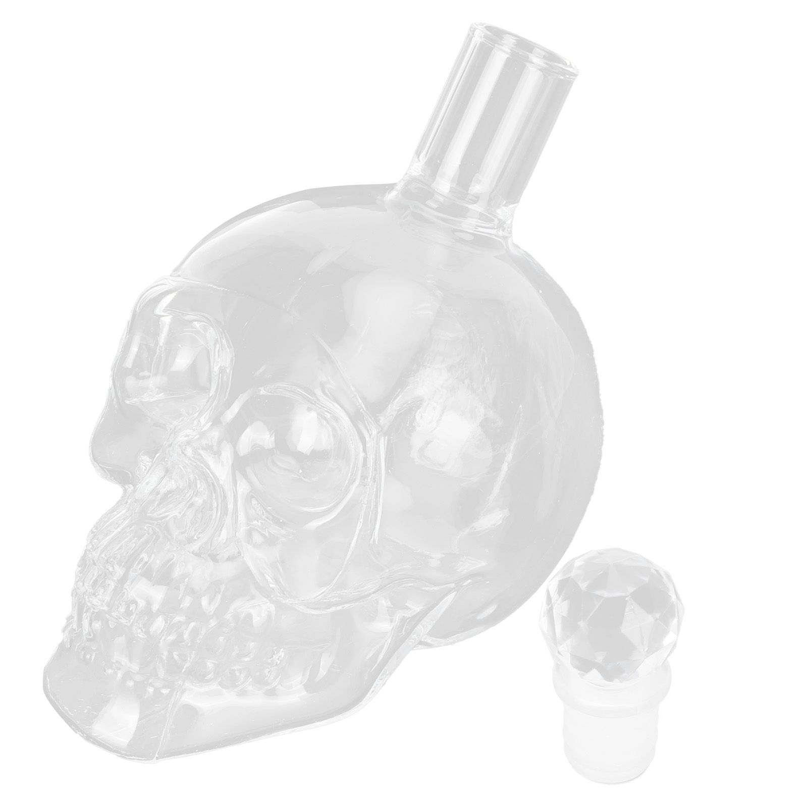 Skull Shape Glass Wine Bottle Transparent Whisky Bottle Container for Bar KTV view 8