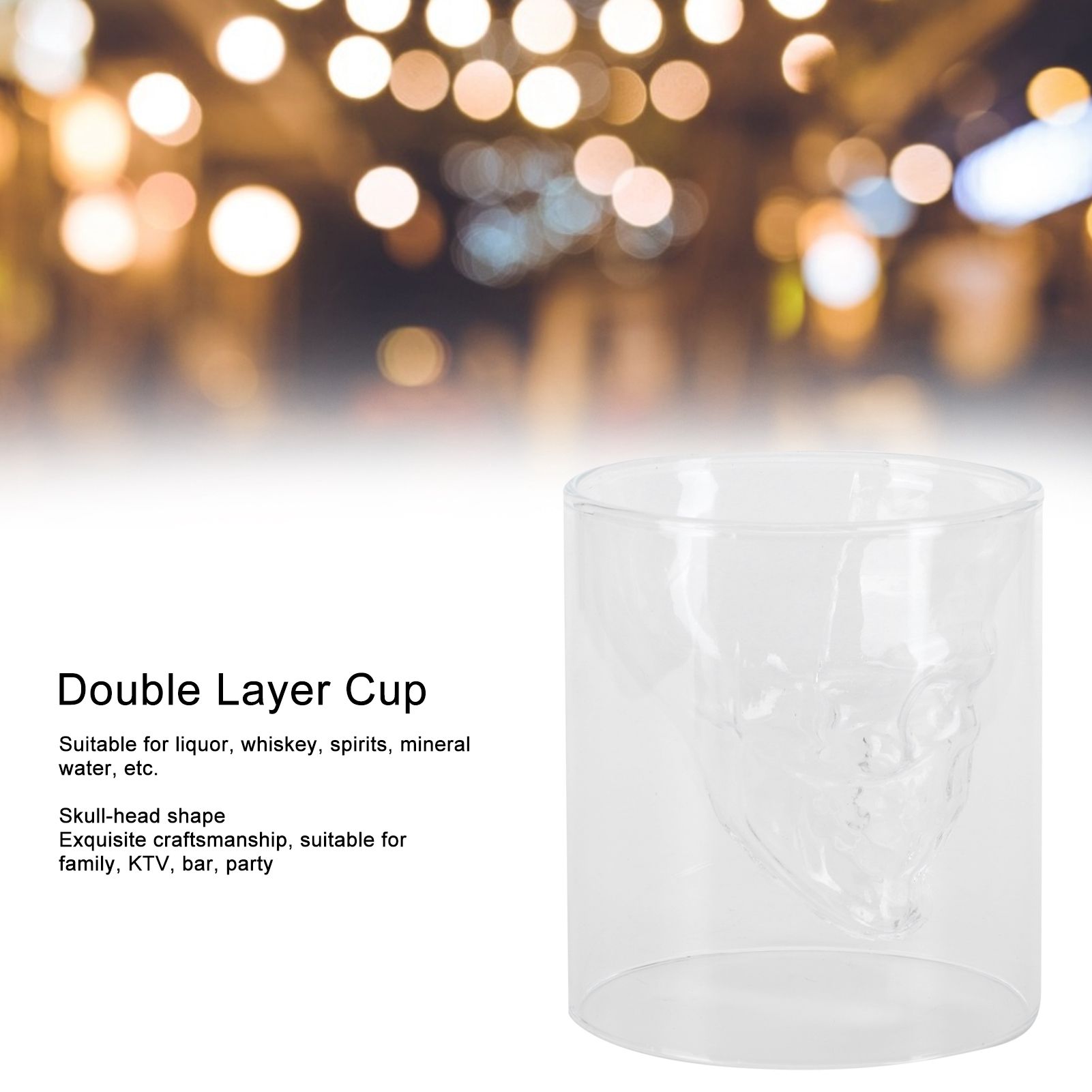 250ml Wine Glass Innovative Double Layer Skull Shape Beer Cup Mug for KTV Bar Club view 11