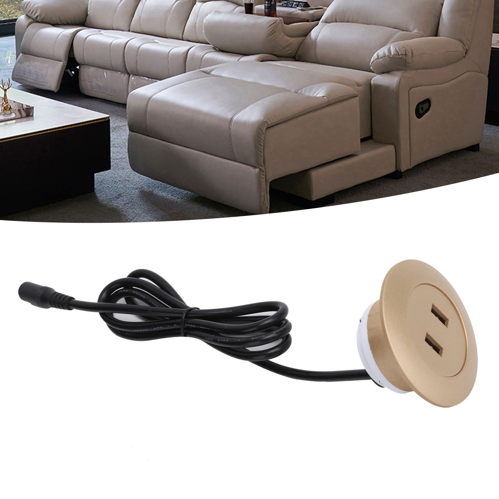 Dual USB2.0 Charging Socket Charger for Electric Recliner Sofa Household view 12
