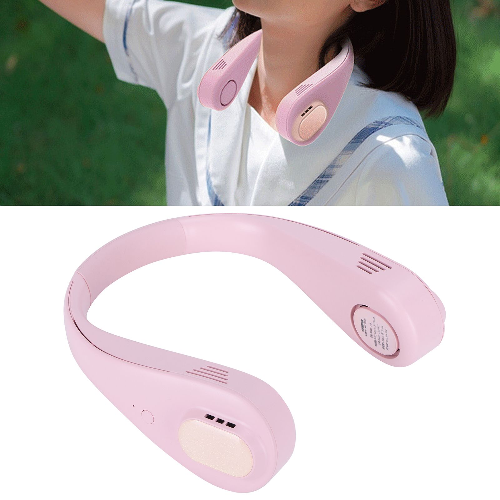 Pink Adjustable Hanging Neck Fan Portable Mini USB Electric Fan for Outdoor Home view 11