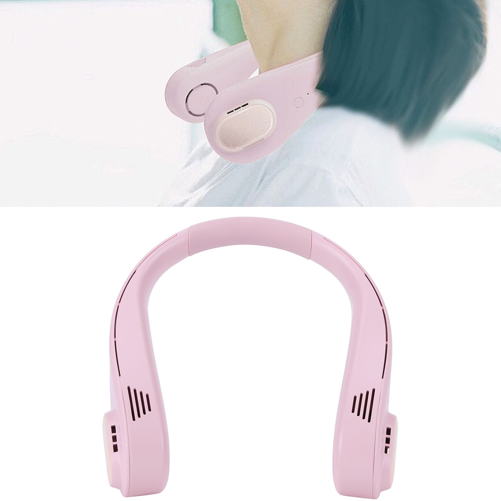 Pink Adjustable Hanging Neck Fan Portable Mini USB Electric Fan for Outdoor Home view 12
