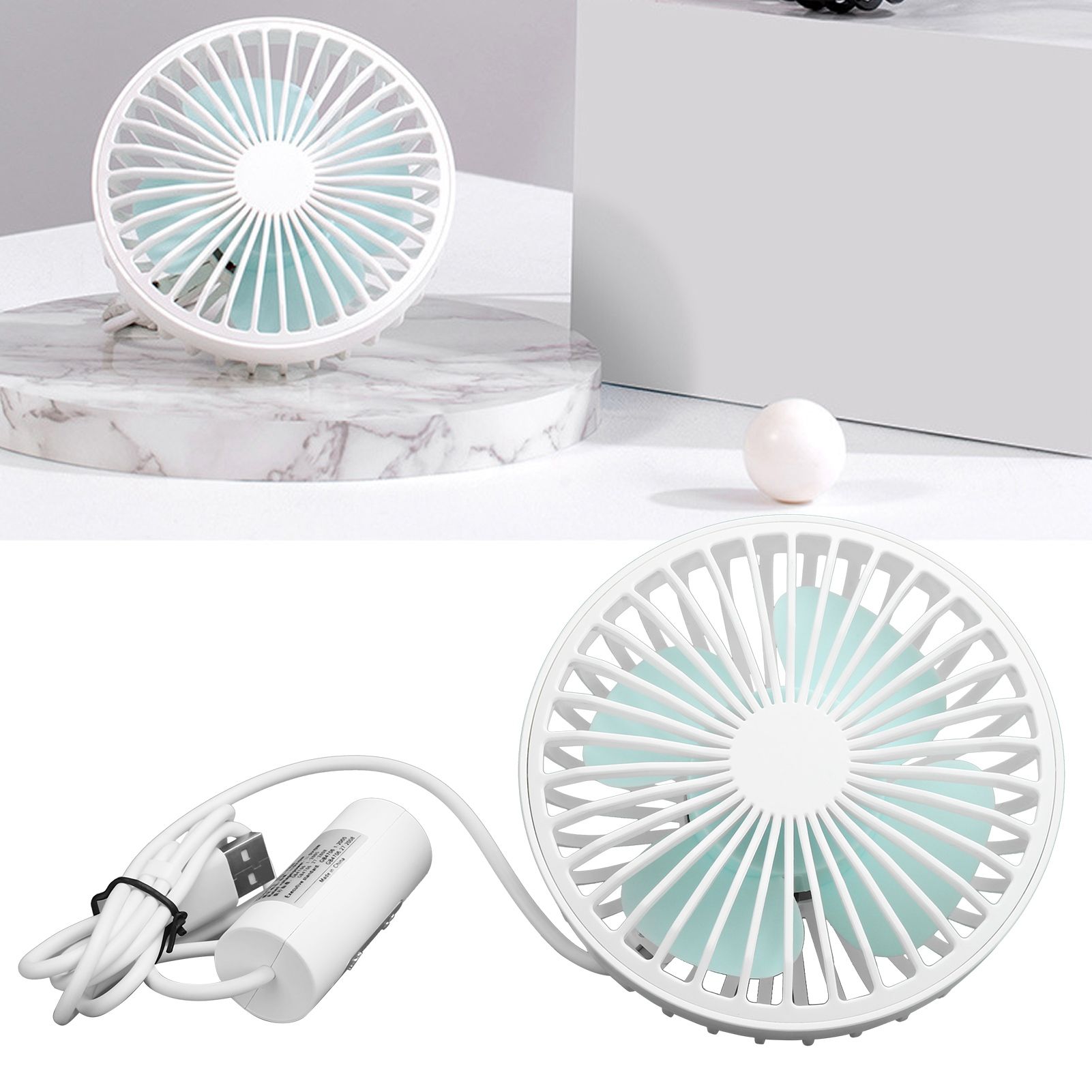 Car Cooling Fan Mini Portable USB Powered Fan with Ambient Light 3 Speed view 11