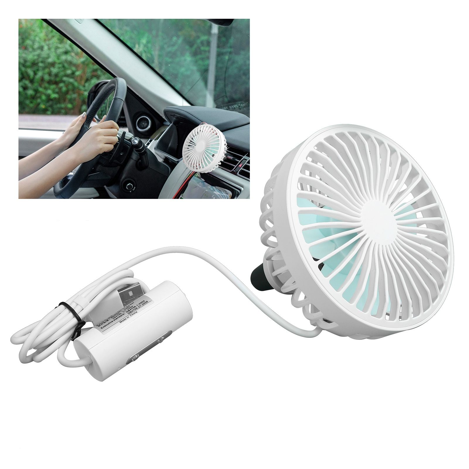 Car Cooling Fan Mini Portable USB Powered Fan with Ambient Light 3 Speed view 12
