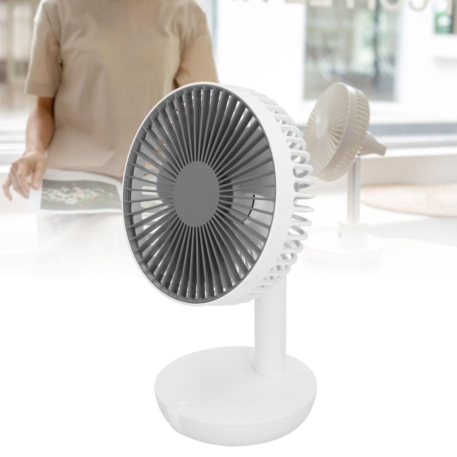 Oscillating Desk Fan Rechargeable Mute Practical Desktop USB Charging Fan for view 11