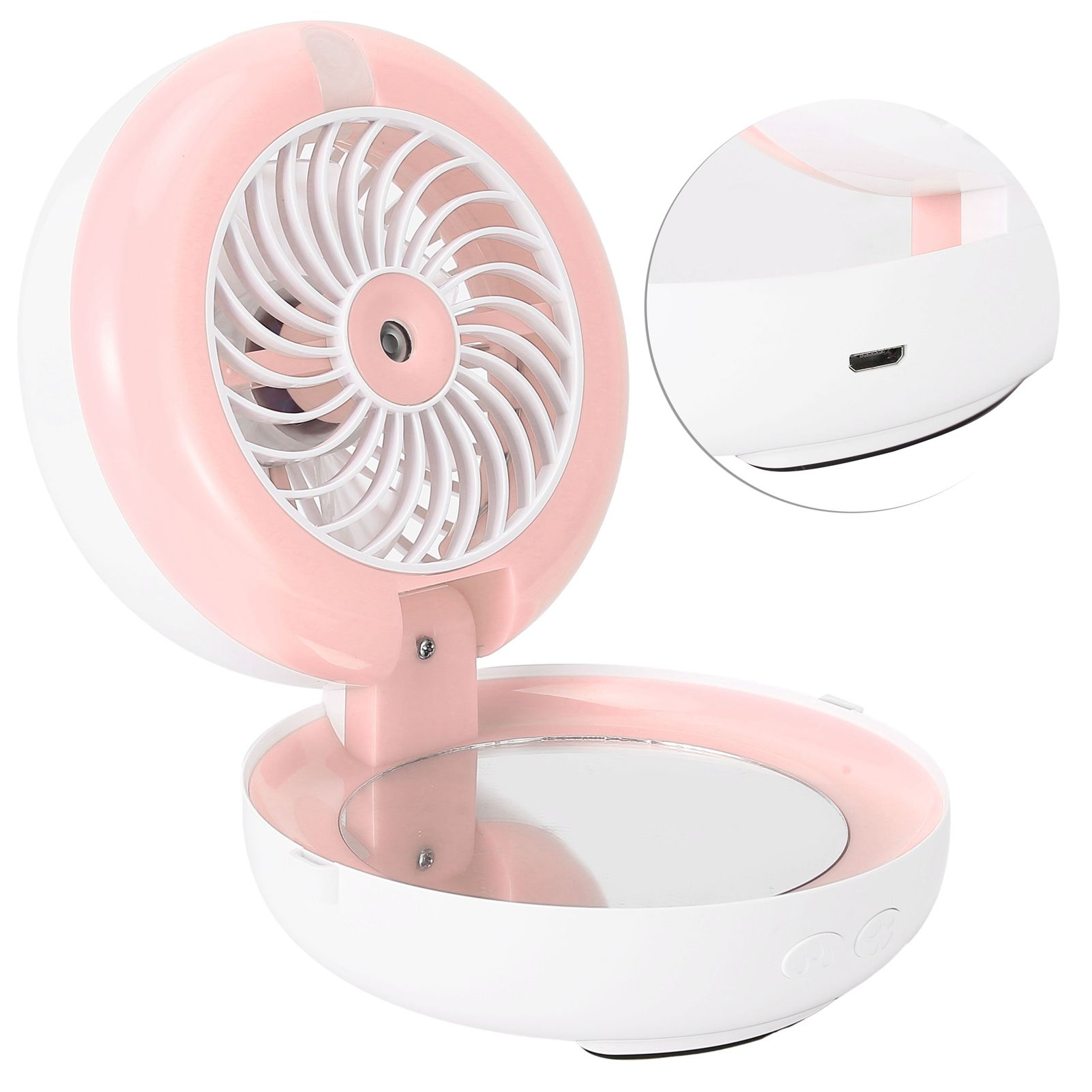 Multifunctional Folding Fan Portable USB Charging Makeup Mirror Humidifier view 10