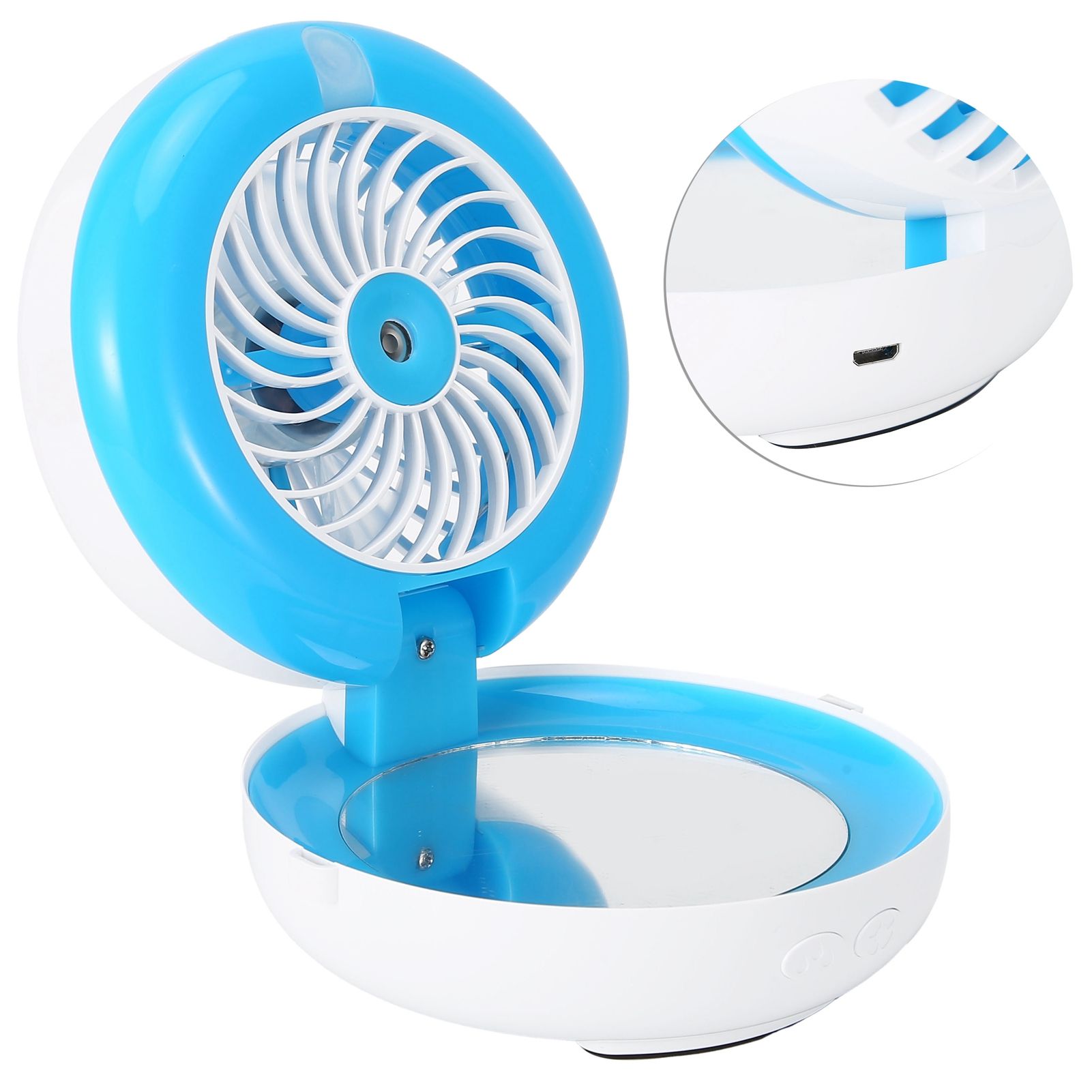 Multifunctional Folding Fan Portable USB Charging Makeup Mirror Humidifier view 10